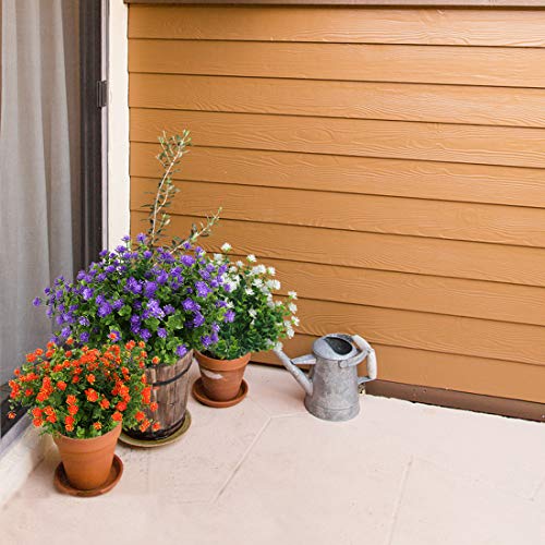 6 Bundles Artificial Flowers, Fake Artificial Greenery UV Resistant No Fade Faux Plastic Plants for Wedding Bridle Bouquet Indoor Outdoor Home Garden Kitchen Office Table Vase (Orange Red) - color: Orange Red