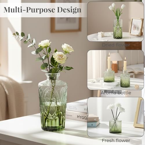 BEAHOT Bud Vase in Bulk - Flower Vases for Wedding Decorations, Glass Vase for Table Decorations, Small Vase for Home, Mother's Day, Centerpieces, Party, Office (32pack,Green) - color: Green