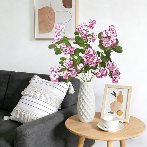 3Pack Artificial Pansy Flowers Silk Flowers Arrangements 35In Artificial Fake Flowers with Long Stems Spring Flower Bouquets for Vase Home Wedding Party Table Centerpiece Decor(Fuchsia) - color: Fuchsia