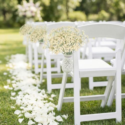 12PCS Fake Babys Breath Flowers, 24inch Long Stem Artificial Flowers Real Touch Faux Babies Breath Gypsophila Bouquet for Wedding Floral Arrangement Party Decor (Champagne) - color: Champagne