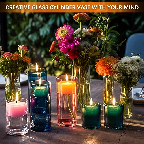 24 Pack Thick Glass Cylinder Vases 4,6,9,12 Inch Tall Clear Flower Vase Hurricane Floating Candle Holder for Table Centerpiece Wedding Home Decor - size: 24 Pack (4,6,9,12 Inch )
