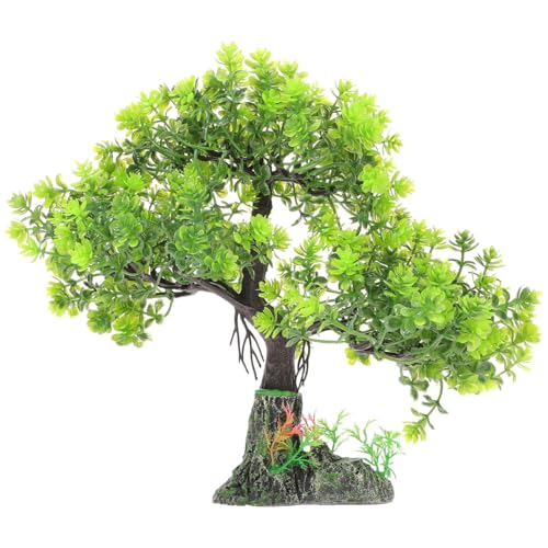 POPETPOP Aquarium Tree Decor 10.62In Artificial Plastic Water Plant Fish Tank Bonsai for Home Office Aquarium Landscape Decoration