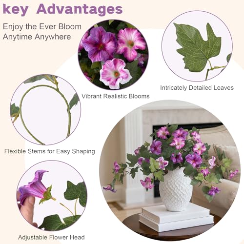 2PCS Artificial Petunia Flowers for Outdoors, Fake Flowers for Outdoor Planters UV Resistant Faux Silk Petunias for Garden Porch Yard Balcony Patio Realistic Home Kitchen Decor(Gradient Purple) - color: C-gradient Purple