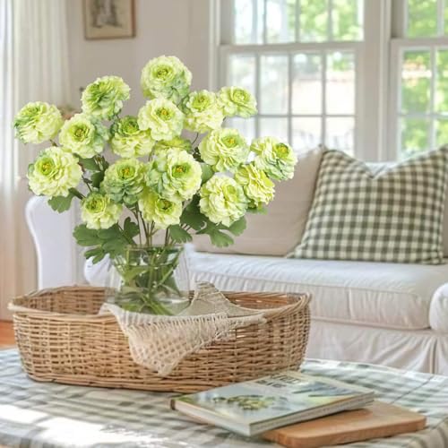 3 Pcs Artificial Flowers Spring Summer Green Zinnia Silk Flowers with Long Stems Zinnia Elegans Artificial Flowers for Outdoors Floral Arrangements Table Centerpieces Wedding Party Home Decor - color: Green