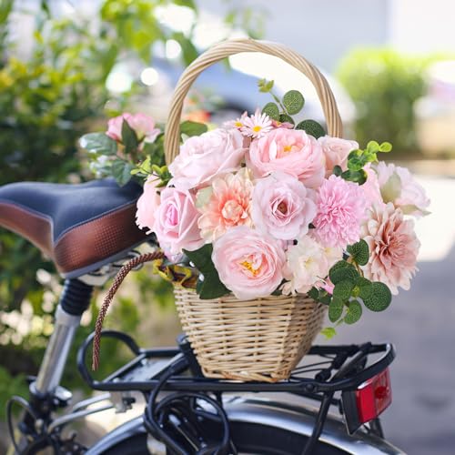 Rose Artificial Flowers Combo Fake Flowers Rose Silk Flowers with Stems for DIY Wedding Bouquets Centerpieces Arrangements Table Decor Valentine's Day Bridal Baby Shower Party Home Decor(Nude Pink) - color: Nude Pink