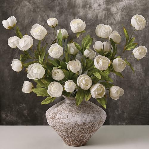 Waipfaru 12 Pcs Faux Peonies Artificial Flowers for Vase, 27" Fake Silk Peonies Flowers for Wedding, Vase Filler White Flowers for DIY Bouquets Centerpieces Bridal Shower Office Decor - color: White, size: 12Pcs