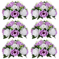 NUPTIO Flower Wedding Centrepieces for Tables - 6 Pcs 9.5in Diameter Lilac & White Artificial Flowers Rose Ball for Centerpieces Table - Fake Rose Arrangements for Weddings Birthday Party Decor | 6 Pcs 9.5 inch Fake Floral Arrangement for Wedding Birthday