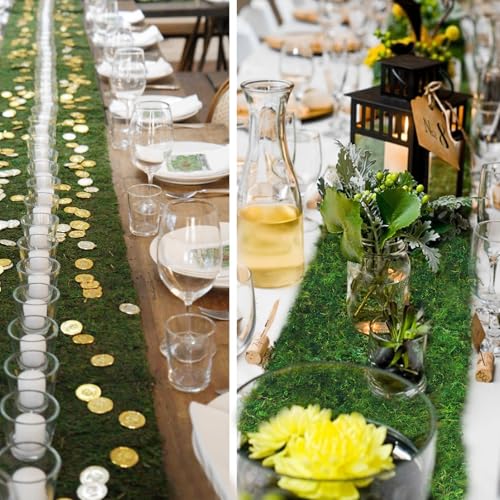 FAICOIA Moss Table Runner Dried Moss for Crafts Green Moss Roll for Fairy Gardens Wedding Woodland Decor 12" x 60" Preserved Moss Mat for Table Decoration Moss Carpet for Moss Grass Wall 30x153cm - color: 12 x 60 Inch/30 x 153 cm