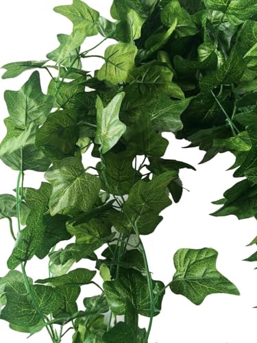 40 Ft Artificial Ivy Silk Vines Fake Hanging Plants High Simulation Garlands Greenery Chain for Home Wedding Wall Party Decoration, Pack of 5 - size: Leaves Dia:2.76"