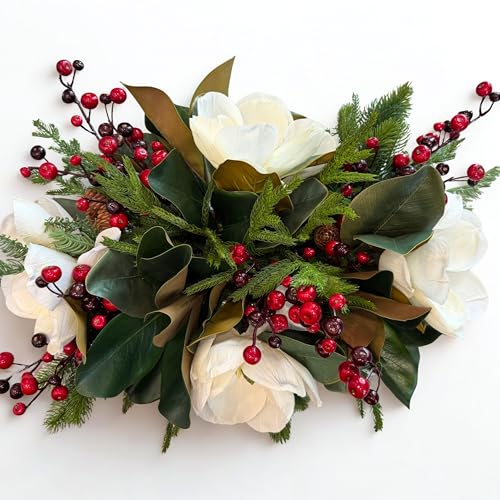 Happy Holiday Gather - Holiday Florals, Large-Size Faux Floral Arrangement, Premium Artificial Indoor Flower Display with Beautiful Blooms and Foliage - Artificial Plants & Flowers - color: Happy Holiday Gather