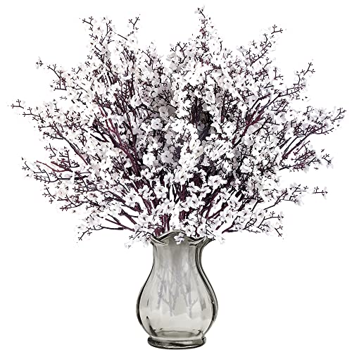 Sggvecsy 15 Pcs Babys Breath Artificial Flowers Gypsophila Bouquets Bulk Real Touch Fake Silk Flowers for Home Wedding DIY Floral Arrangement Kitchen Table Centerpiece Festival Decoration (White) - color: White, size: 15Pcs