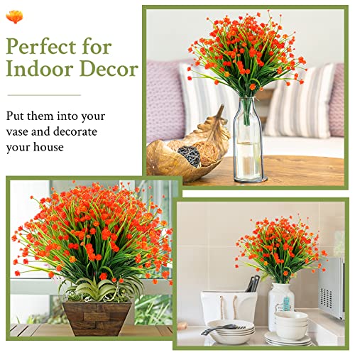 Hoteam 40 Bundles Outdoor Artificial Flowers Plants UV Resistant Outside Fake Flowers Plastic Plants Outdoor Spring Summer Seasons Decoration Shrubs Garden Porch (Orange) - color: Red