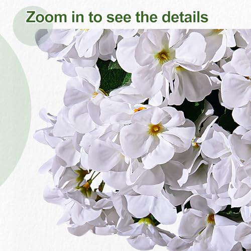 Artificial Crabapple Flowers for Outdoor 10 Pcs Artificial Chinese Flower Fake Flowers with Stems Silk Realistic Floral Arrangement for Front Door Porch Planter Patio Balcony (White) - color: White