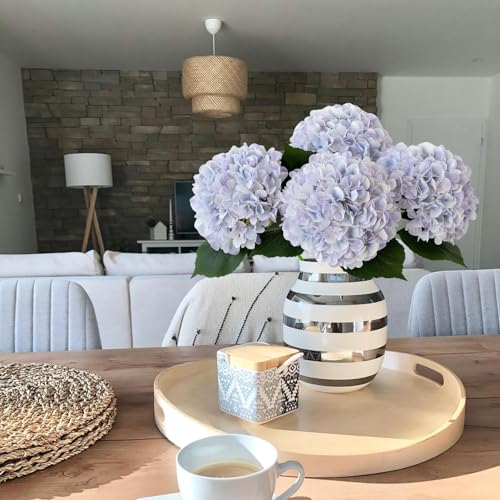 JINWOE Boho Fake Hydrangea Artificial Flowers, 4Pcs 22" Large Lifelike Silk Artificial Hydrangeas, Full Fake Flowers for Bouquet Table Centerpieces Wedding Indoor Home（Light Blue Violet） - color: Light Blue Violet