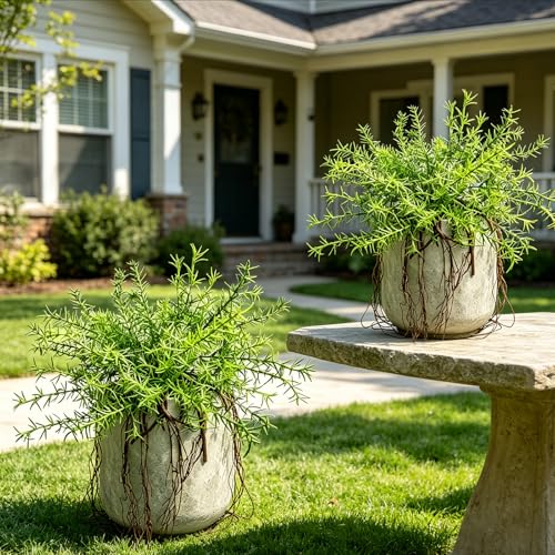 Hrobek 2 Pack Ferns Artificial Hanging Plants for Outdoor Fake Faux Fern Plants with Roots, UV Resistant Greenery Plants for Indoor Home Patio Porch Decor - color: Asparagus