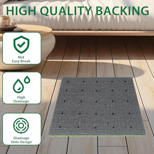 Artificial Grass Mat 12x12 Inch,Fake Grass Turf Patch,Synthetic Grass Indoor Outdoor,Patio Grass Tiles Realistic Grass Rug with Drainage Hole for Table Decoration - size: 12"x12"-8PC
