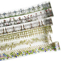 Fencing Border PET Tape Set – 6 Rolls Transparent Water-Resistant Garden Fence Designs, Mini Clip for Scrapbooking Journaling Planner Collage DIY, 1.97in x 78.7in Each - color: Ringwall
