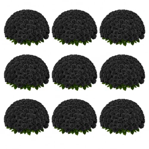 102 PCS Black Roses Artificial Flowers, Fake Roses Bouquet, Artificial Black Rose with Stems for DIY Wedding Flowers Decoration, Valentines Day Mothers Day, Bridal Bouquet Rose - color: Black, size: 102 Pcs