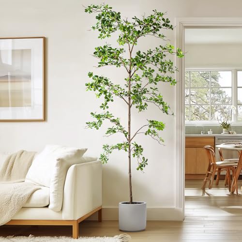Erimda Faux Black Olive Tree 8ft, Faux Plants Indoor Large Tall Tree Artificial Shady Lady Tree with Natural Wood Trunk & Realistic Leaves, Fake Olive Plant for Home Office Indoor Decor - color: Green, size: 8ft