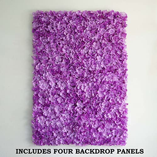 Tableclothsfactory 4 PCS Purple Silk Hydrangea Flower Mat Wall Wedding Event Decor for DIY Centerpiece Arrangement Party Decorations - color: Purple