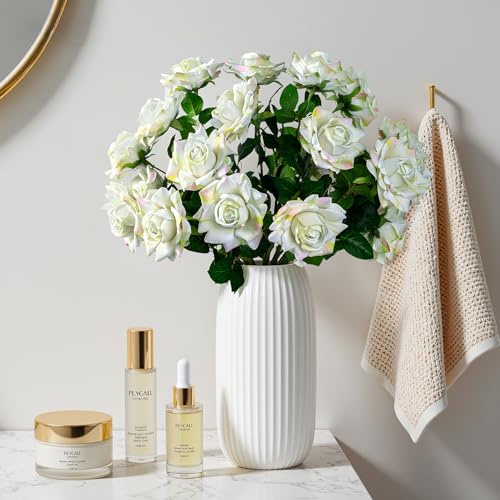 Artificial Flowers Artificial Roses Fake Roses 23.2In Long Stem Artificial Flowers for Tall Vase Silk Rose Suitable for Wedding Party Decor Valentine's Day DIY Bouquet Spring 20PCS (Green) - color: Green