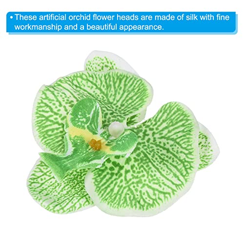 PATIKIL 9cm/3.5" Artificial Orchid Flower Heads, 20 Pack Silk Phalaenopsis Fake Butterfly Orchid Heads for Wedding Floral Bouquet Decor DIY Craft Making, Green - color: Green, size: 3.5"