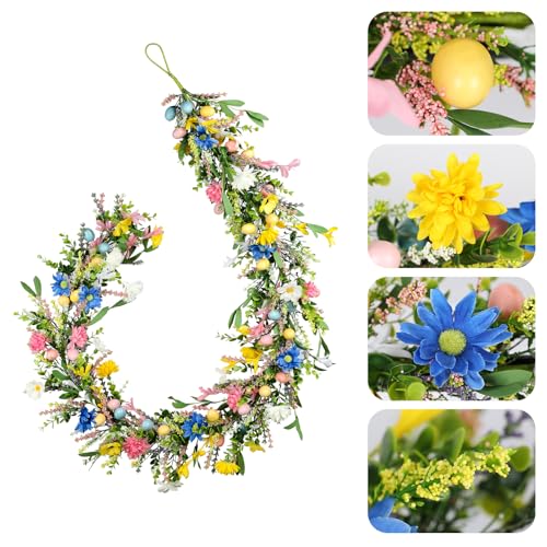 6ft Easter Garland - Spring Garland with Egg and Mixed Berry,Hanging Rustic Pastel Wreaths DIY Artificial Decorations Garland for Home Table Indoor Outdoor Easter Mantel Decorations - color: Easter02