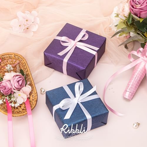 Ribbli Double Faced White Satin Ribbon,3/8” x Continuous 25 Yards,Fabric Ribbon use for Bows Bouquet,Gift Wrapping,Floral Arrangement - color: White, size: 3/8 inch