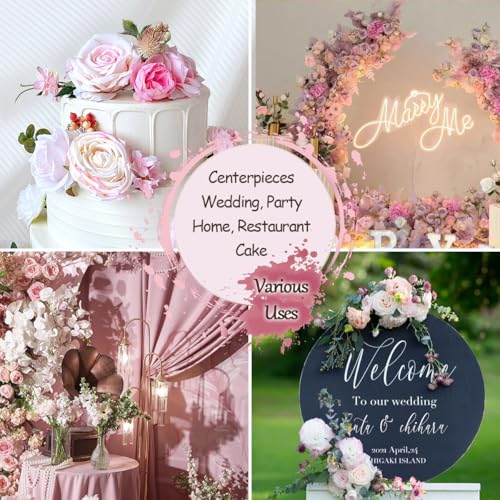 Blush Pink Artificial Flowers Combo Box Set Light Pastel Silk Roses with Stems DIY Bridal Wedding Bouquets Cake Fake Floral Arrangements Baby Shower Party Table Centerpieces Spring Home Decor Bulks - color: Blush, Pastel Pink