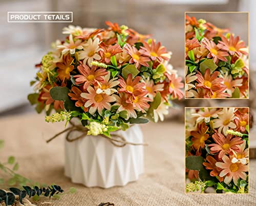 TKAS Artificial Flowers Fake Flowers Silk Rose Bouquets Decoration with Ceramics Vase for Table Home Office Wedding (Champagne Flowers) - color: Champagne Flowers