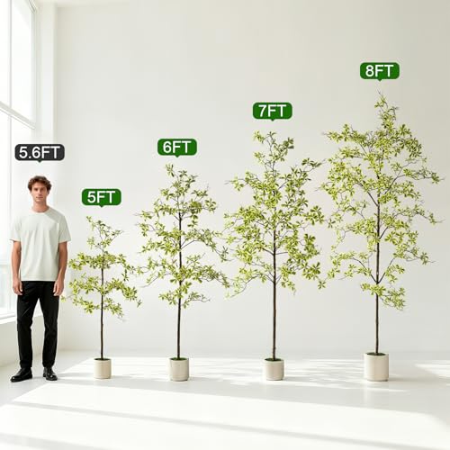 Bailikang 6FT Artificial Black Olive Tree Artificial Olive Plants, Tall Faux Olive Tree Faux Silk Plant Fake Plant Ultra-Realistic Silk Leaves & Natural Trunk Indoor Outdoor Use - color: White Olive Tree, size: 6ft