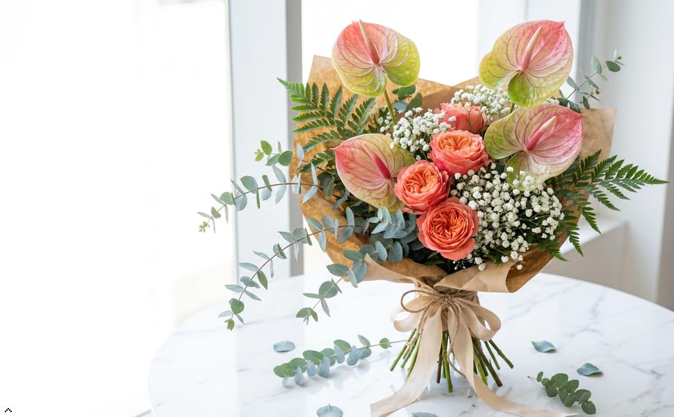 Rikyo 5pcs 24inch/61cm Artificial Anthurium Lily Flowers Permanent for Home Decor Bridal Wedding Festival Party, Crafts, Store Decor Small Flower Bouquet Accessories (Green) - color: Green