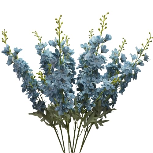Dusty Blue Flowers Artificial Delphinium 8PCS Tall Fake Blue Flowers for Vase 33.46" Larkspur Artificial Flowers for Faux Floral Arrangements Wedding Centerpieces Home Table Decor - color: Dusty Blue