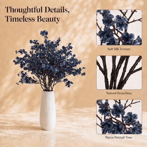 Mandy's 6 Bundles Artificial Dusty Blue Baby’s Breath Flowers | 18.5 Inch Silk Gypsophila European Style Modern Home Decor Centerpiece Neutral Wedding Flower Arrangements - color: Dusty Blue