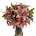 ATFL Artificial Lilies Flowers,9 Pcs Faux Lily Flowers,16''Tiger Lily Branches with 2 Full Blooms and 1 Bud,Faux Fake Lilies Plants for Wedding Bouquet Floral Arrangements (9, Brown) - color: Brown