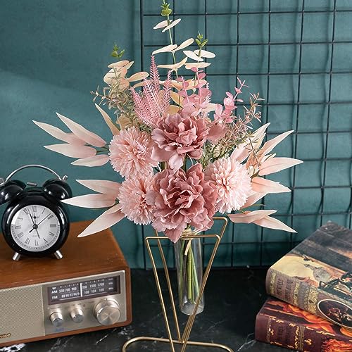 KIRIFLY Artificial Fake Flowers Plants Silk Flower Arrangements Wedding Bouquets Decorations Plastic Floral Table Centerpieces for Home Kitchen Garden Party Décor (Blush) - color: Blush