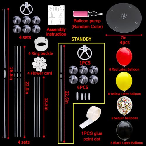 TONIFUL Mouse Birthday Table Decorations Red Yellow Black Table Centerpiece Balloons Stand Holder Kit for Mouse Theme Favor Baby Shower Kids Party Supplies - color: Black Red Yellow