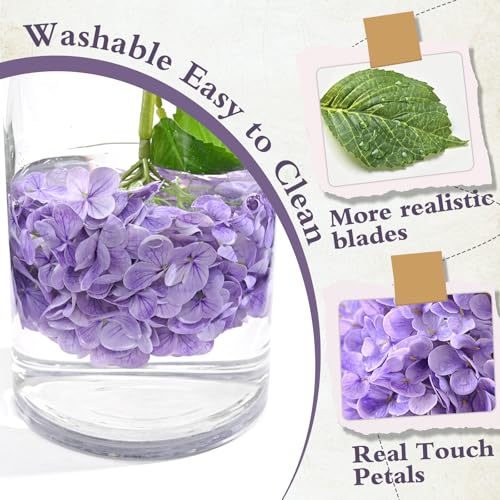 Waipfaru Hydrangea Artificial Flowers, 21in Real Touch Artificial Hydrangea Flowers, Purple Latex Full Flower Head with Stems, Faux Hydrangea Flowers Outdoors Wedding Bouquets Home Decor - color: Purple, size: 3pcs