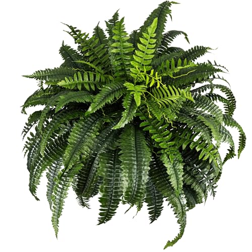 Giant Artificial Boston Ferns for Outdoors Large UV Resistant Lifelike Faux Fern, Realistic Silk Greenery Plants Large for Patio, Office, Home Decor, 88 Branches, 48 in Fake Fern Natural Green - color: Natural Green (88 Branches)