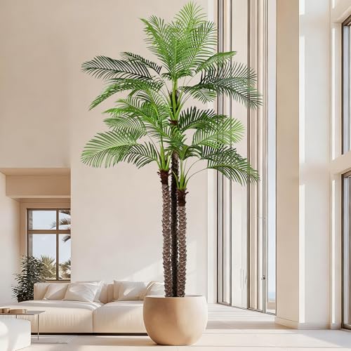 10FT Artificial Palm Tree - Tall Fake Palm Tree with 36 Lifelike Leaves & Realistic Trunk, 120" Large Faux Tropical Phoenix Palm Plant for Home Living Room Poolside Office Hotel Mall Decor - size: 10ft