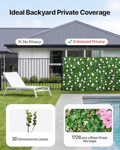 VEVOR Artificial Luxury‌ Flower Wall Backdrop, 2 PCS, Each Panel 2 x 8 ft, Gorgeous 3D Silk Floral Backdrop Pet Friendly, Easy Installation Flower Wall Panel for Wedding, Event, Party,Mixed Leaf - color: Mixed Leaf, size: 2×8 FT 2P