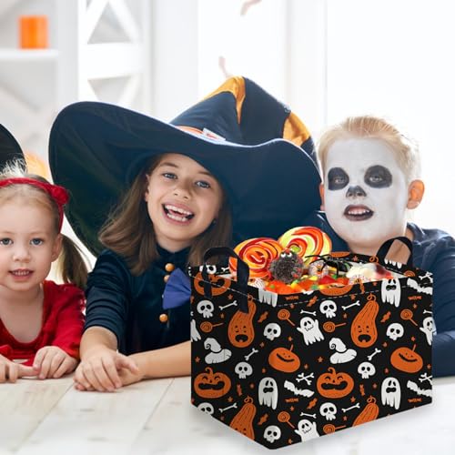 Halloween Ghost thriller basket,Empty Halloween basket,Horror and thriller decor,Trick or Treat Box for Boys and Girls,Horror decor(Cute pumpkin) - color: Cute pumpkin