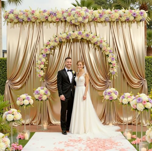 30ftx10ft Champagne Sequin Backdrop Curtain for Parties, Wrinkle Free Thick Glitter Sparkle Photo Backdrop Drapes 6 Panels 5x10FT Shimmer Back Drop Cloth for Wedding Birthday Photography Background - color: Champagne, size: 5'W×10'H _6 Panels