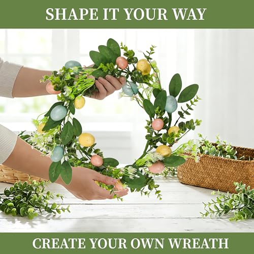 2 Pack 6FT Spring Garland with Eggs, Artificial Greenery Garland for Door, Mantel, Table, Fireplace and Entryway, Farmhouse Spring Home Decor - size: 6FT-PC-A
