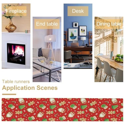 Gingerbread Man Table Runner, Merry Christmas Cute Santa Claus Holiday Table Runner Decoration for Banquet Home Party Kitchen Dining 13x36in - color: Christmas-2, size: 13x36in