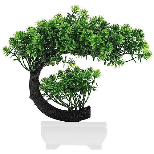 GANAZONO Small Artificial Plants for Home Decor Indoor Mini Artificial Bonsai Tree Japanese Fake Plants for Bedroom Aesthetic - color: Green