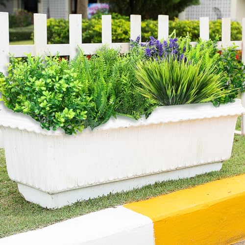 Ceenna 64 Bundles Artificial Plants Fake Bushes Grass Faux UV Resistant Bulk Plastic Shrubs Wheat Grass Flowers Greenery Outdoor for Vases Farmhouse Garden Decor Wedding Window Hanging Basket