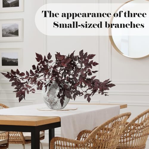 Lyrow 3 Pack 18 Inches Artificial Cimicifuga Plant Leaf Spray Faux Plum Cimicifuga Ramosa Leaf Branch Faux Fall Spray Silk Plants for Home Vase Wedding Garden Farmhouse Table Mantel Decor - size: 18 Inches