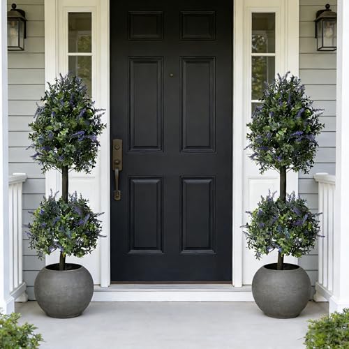 ALL SEASON GREEN Artificial Plants Topiary Tree, 40'' Purple Lavender Faux Flowers Potted Outdoor Plant, Front Porch Decor - size: 40'' Tall