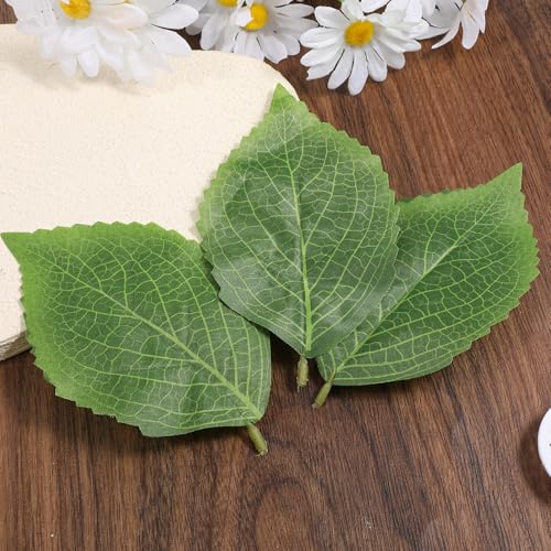 SynHHergyx 30 Pcs Artificial Green Leaves Hydrangea 6.3”x3.9” Faux Leaves, Bulk Greenery Fake Hydrangea Leave Fake Leave for Crafts Wedding Bouquets Wreaths Decor